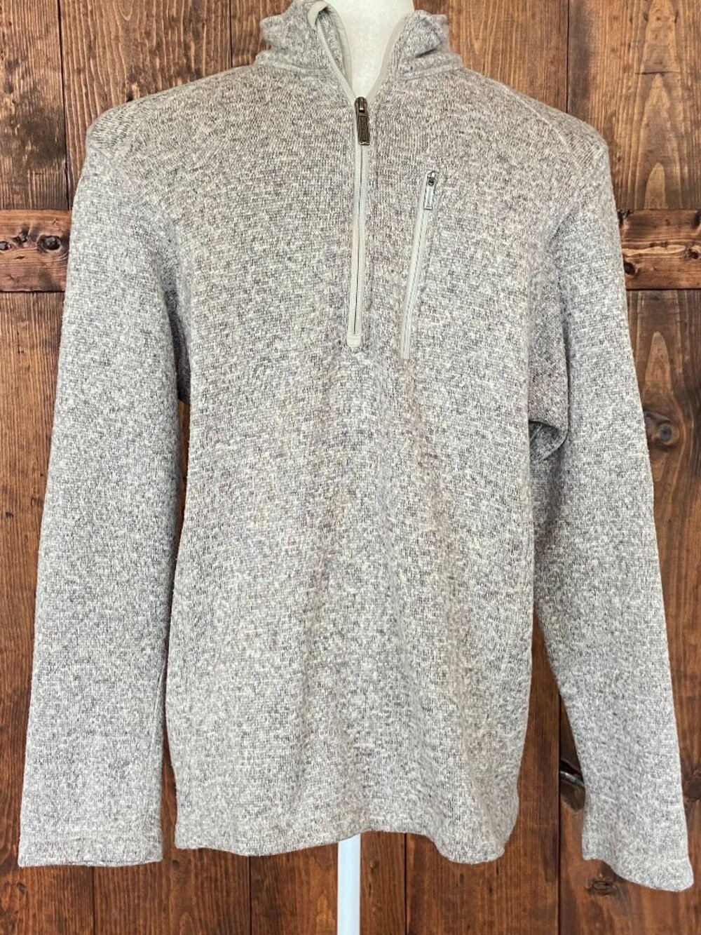 Woolrich Gray Zip Front Mens Sweater Sz Large